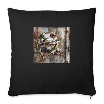 Graffiti frog rust metal urban container door - Sofa pillowcase 17,3'' x 17,3'' (45 x 45 cm) - black - Front