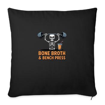 Bone Broth & Bench Press - Sofa pillowcase 17,3'' x 17,3'' (45 x 45 cm) - black - Front