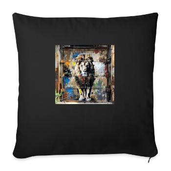 graffiti lion rust metal urban street art - Sofa pillowcase 17,3'' x 17,3'' (45 x 45 cm) - black - Front