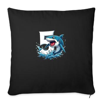 Fête d’anniversaire des enfants requin numéro 5 - Housse de coussin décorative 45 x 45 cm - noir - Devant