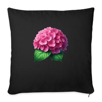 Hortensia rose - Housse de coussin décorative 45 x 45 cm - noir - Devant