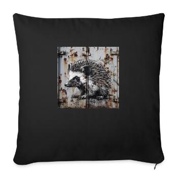 Graffiti Hedgehog Rust Metal urban street art container - Sofa pillowcase 17,3'' x 17,3'' (45 x 45 cm) - black - Front
