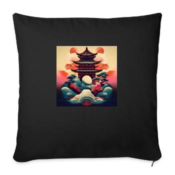 Artistic Japanese Pagoda: Bold Traditional Design - Sofa pillowcase 17,3'' x 17,3'' (45 x 45 cm) - black - Front