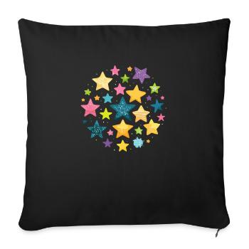 étoiles,étoile,étoiles colorées,illustration - Housse de coussin décorative 45 x 45 cm - noir - Devant