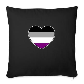 Coeur aux couleurs du drapeau asexué - Housse de coussin décorative 45 x 45 cm - noir - Devant