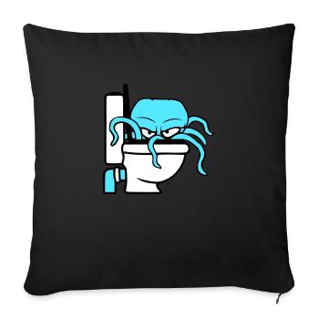 Octopus in Toilet Toilet Toilet Toilet Bowl Toilet Flush - Sofa pillowcase 17,3'' x 17,3'' (45 x 45 cm) - black - Front