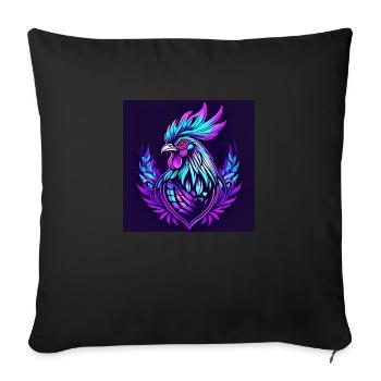 Rooster neon - Sofa pillowcase 17,3'' x 17,3'' (45 x 45 cm) - black - Front
