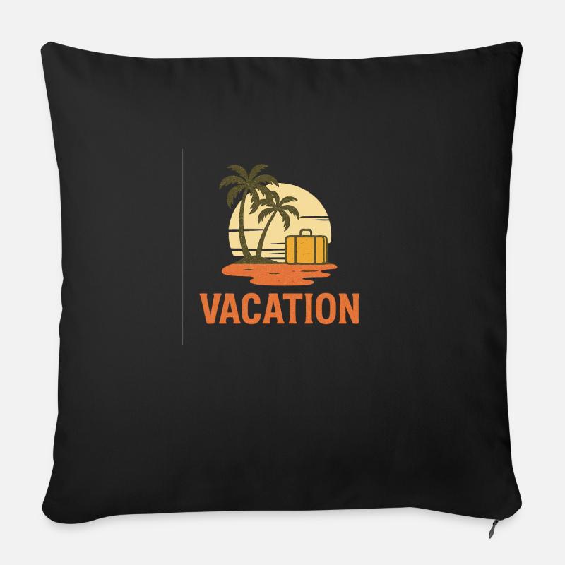 Palmen & Koffer – Urlaubsfeeling pur - Sofakissenbezug 45 x 45 cm - Schwarz