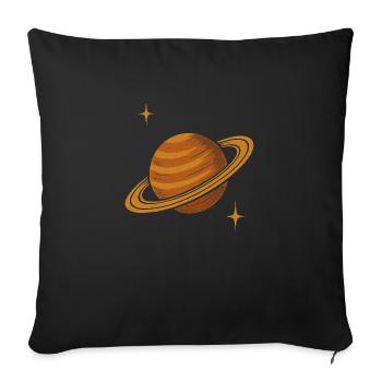 Planète Saturne rétro – Design spatial vintage - Housse de coussin décorative 45 x 45 cm - noir - Devant