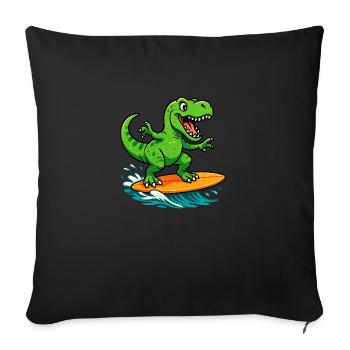 Surf T Rex - Housse de coussin décorative 45 x 45 cm - noir - Devant