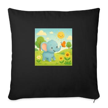 Éléphant - Housse de coussin décorative 45 x 45 cm - noir - Devant