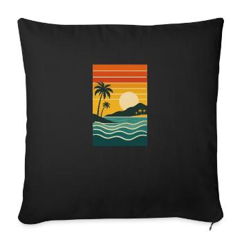 Tropical Sunset with Palm Trees – Retro Stra - Sofa pillowcase 17,3'' x 17,3'' (45 x 45 cm) - black - Front