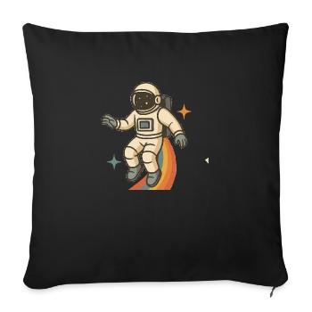 Astronaut with Rainbow – Retro Space Dream - Sofa pillowcase 17,3'' x 17,3'' (45 x 45 cm) - black - Front