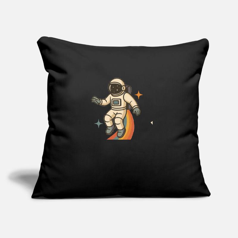 Astronaute avec arc-en-ciel – Rêve spatial rétro Housse de coussin décorative 45 x 45 cm