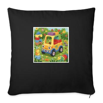 Colorful toy truck in the garden - Sofa pillowcase 17,3'' x 17,3'' (45 x 45 cm) - black - Front