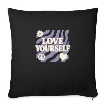 Love Yourself – Retro Design mit Zeichen - Sofakissenbezug 45 x 45 cm - Schwarz - Vorne