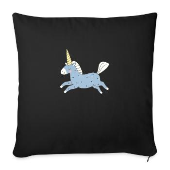 süßes Einhorn in blau - Sofakissenbezug 45 x 45 cm - Schwarz - Vorne