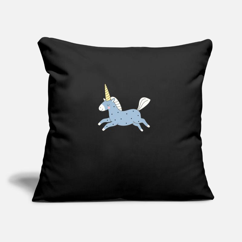 licorne mignonne en bleu Housse de coussin décorative 45 x 45 cm
