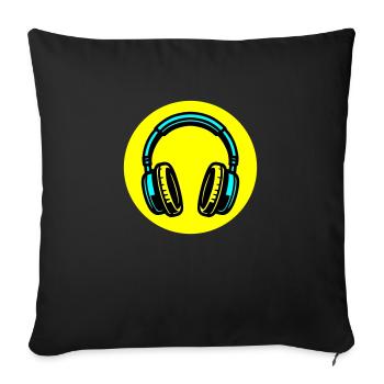 Headphone icon music - Sofa pillowcase 17,3'' x 17,3'' (45 x 45 cm) - black - Front