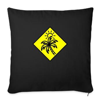 Palm Tree Sun Icon - Sofa pillowcase 17,3'' x 17,3'' (45 x 45 cm) - black - Front