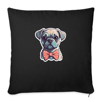 A cute dog wearing a bowtie - Sofa pillowcase 17,3'' x 17,3'' (45 x 45 cm) - black - Front
