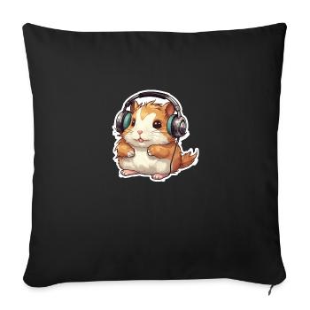 A cute hamster playing video games - Sofa pillowcase 17,3'' x 17,3'' (45 x 45 cm) - black - Front