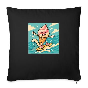 Glace Surfeuse – Fun & Fraîcheur Estivale - Housse de coussin décorative 45 x 45 cm - noir - Devant
