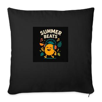 Ananas DJ – Summer Beats - Housse de coussin décorative 45 x 45 cm - noir - Devant