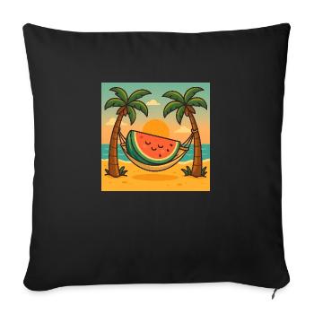Watermelon Relax – Hammock & Sun - Sofa pillowcase 17,3'' x 17,3'' (45 x 45 cm) - black - Front