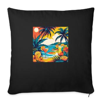 Summer Vibes Only | Tropical Beach T-Shirt - Housse de coussin décorative 45 x 45 cm - noir - Devant