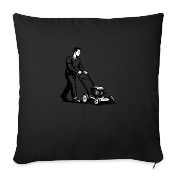 Man with mower – black and white classic - Sofa pillowcase 17,3'' x 17,3'' (45 x 45 cm) - black - Front