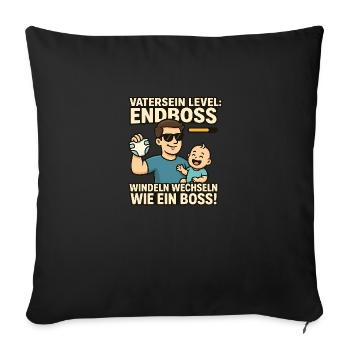 Level: Endboss Windelwechsel-Profi mit Stil - Sofakissenbezug 45 x 45 cm - Schwarz - Vorne