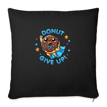 Kawaii Captain Donut Give Up Funny Food Hero - Sofa pillowcase 17,3'' x 17,3'' (45 x 45 cm) - black - Front