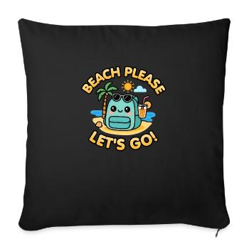 Plage s’il vous plaît, allons-y ! Sac à dos d’été Kawaii - Housse de coussin décorative 45 x 45 cm - noir - Devant