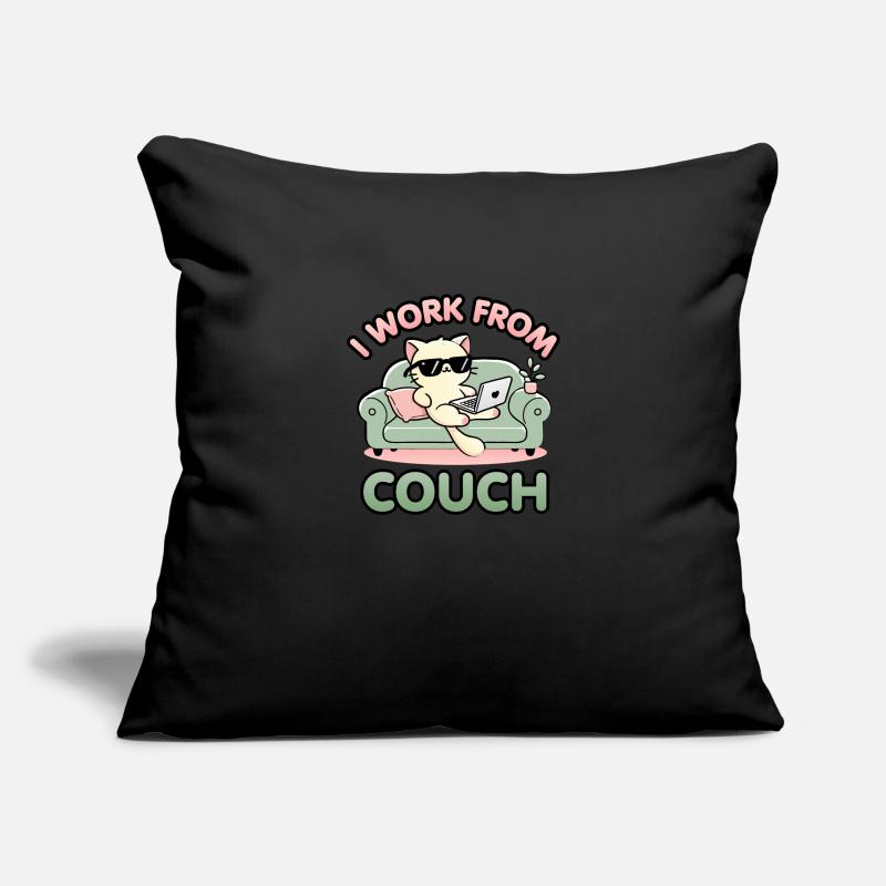 I Work From Couch – Lazy Cat Remote Worker Design Sofa pillowcase 17,3'' x 17,3'' (45 x 45 cm)