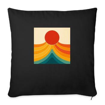 Figurativer Sonnenuntergang am Meer - Sofakissenbezug 45 x 45 cm - Schwarz - Vorne