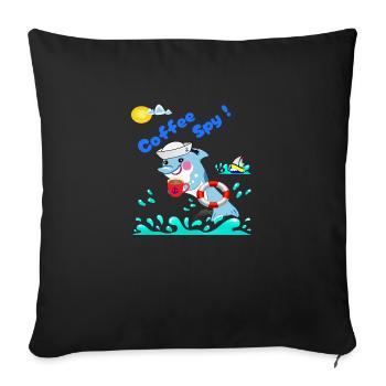Coffee Spy Secret Sticker With Сyber- Marine Vibe - Sofa pillowcase 17,3'' x 17,3'' (45 x 45 cm) - black - Front