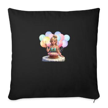 Geburtstagsfee – Magisches Feen-Motiv mit Torte & - Sofakissenbezug 45 x 45 cm - Schwarz - Vorne