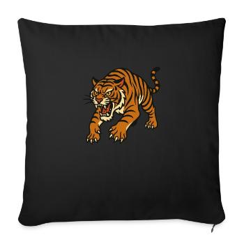 Tiger Traditional Tattoo Style - Sofa pillowcase 17,3'' x 17,3'' (45 x 45 cm) - black - Front