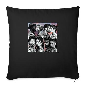 Ausdrucksstarke Paare im Retro-Stil - Sofakissenbezug 45 x 45 cm - Schwarz - Vorne