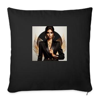 Powerful glamorous woman in a black suit gold - Sofakissenbezug 45 x 45 cm - Schwarz - Vorne