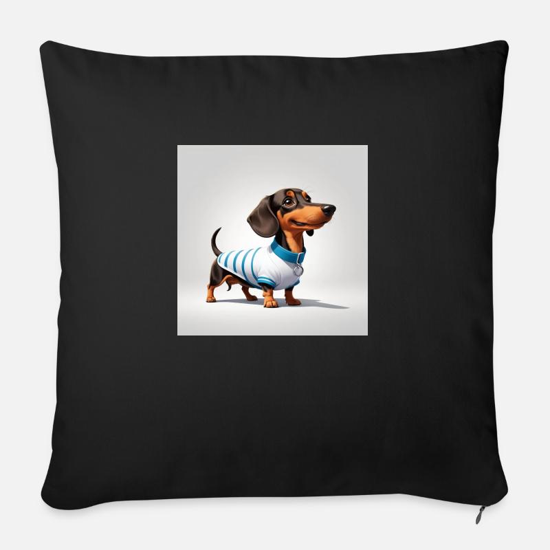 Dackel in Hundebekleidung - Sofakissenbezug 45 x 45 cm - Schwarz