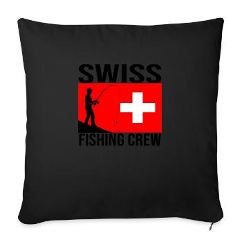Swiss Fishing Crew Fishing Shirt - Sofa pillowcase 17,3'' x 17,3'' (45 x 45 cm) - black - Front