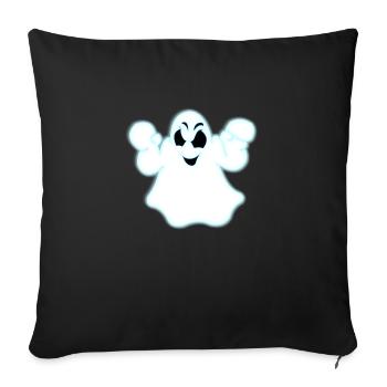Fantôme d’Halloween lumineux - Housse de coussin décorative 45 x 45 cm - noir - Devant