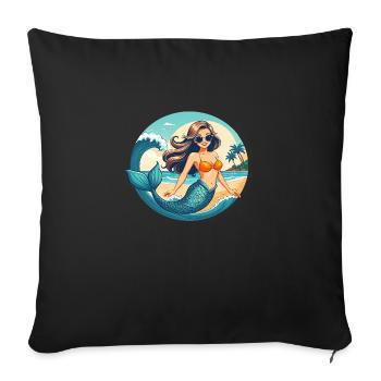 Mermaid Beach Vibes Meerjungfrau am Strand - Sofakissenbezug 45 x 45 cm - Schwarz - Vorne
