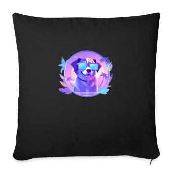 Cool Summer Vibes 80s Cyber Sunglasses Dog - Sofa pillowcase 17,3'' x 17,3'' (45 x 45 cm) - black - Front