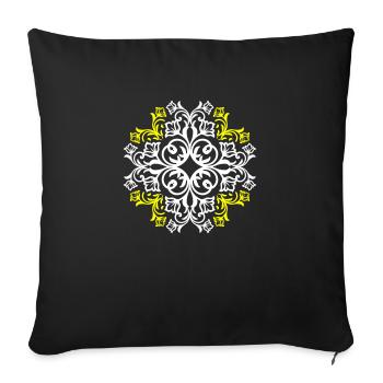 Symbole floral d’ornement - Housse de coussin décorative 45 x 45 cm - noir - Devant