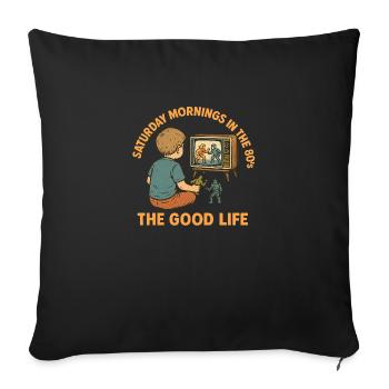 Saturday Mornings in the 80s – Retro Design - Sofa pillowcase 17,3'' x 17,3'' (45 x 45 cm) - black - Front