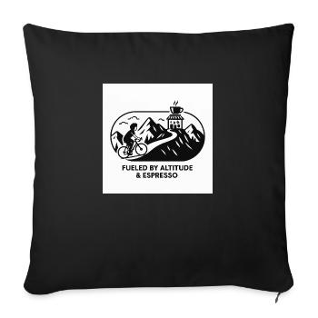 Road Cycling. Fueled by altitude & espresso. - Sofa pillowcase 17,3'' x 17,3'' (45 x 45 cm) - black - Front