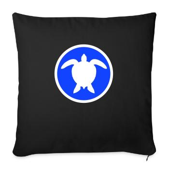 Tortue d’eau cercle rond silhouette icône - Housse de coussin décorative 45 x 45 cm - noir - Devant